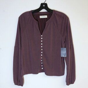 Lucky Brand Long Sleeve Mauve Blouse w/ pearl buttons NWT XS